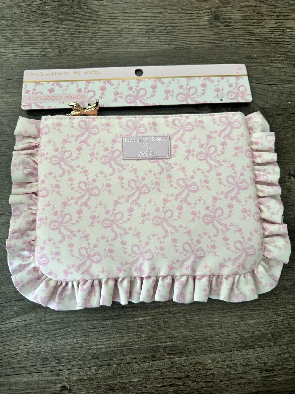 🎀 🎯 LoveShackFancy x Target - Yoobi Coquette Bow Pencil Case w/Ruffles Chantilly